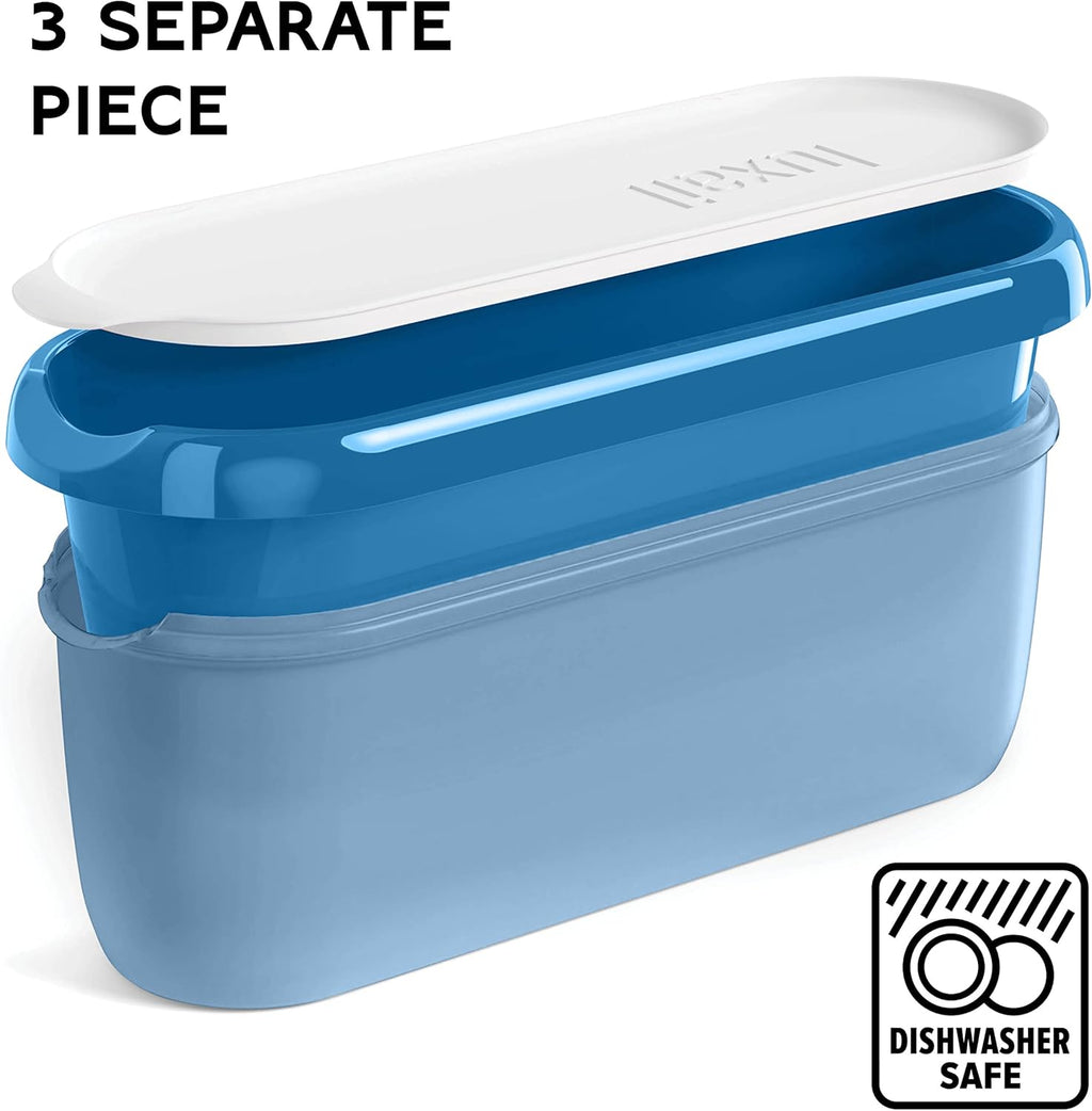 Ice Cream Containers for Homemade Ice Cream, Reusable Storage Freezer Ice Cream Container with Lids,2 Pack, BPA FREE, Non Slip Base, Stackable on Freezer Shelves.