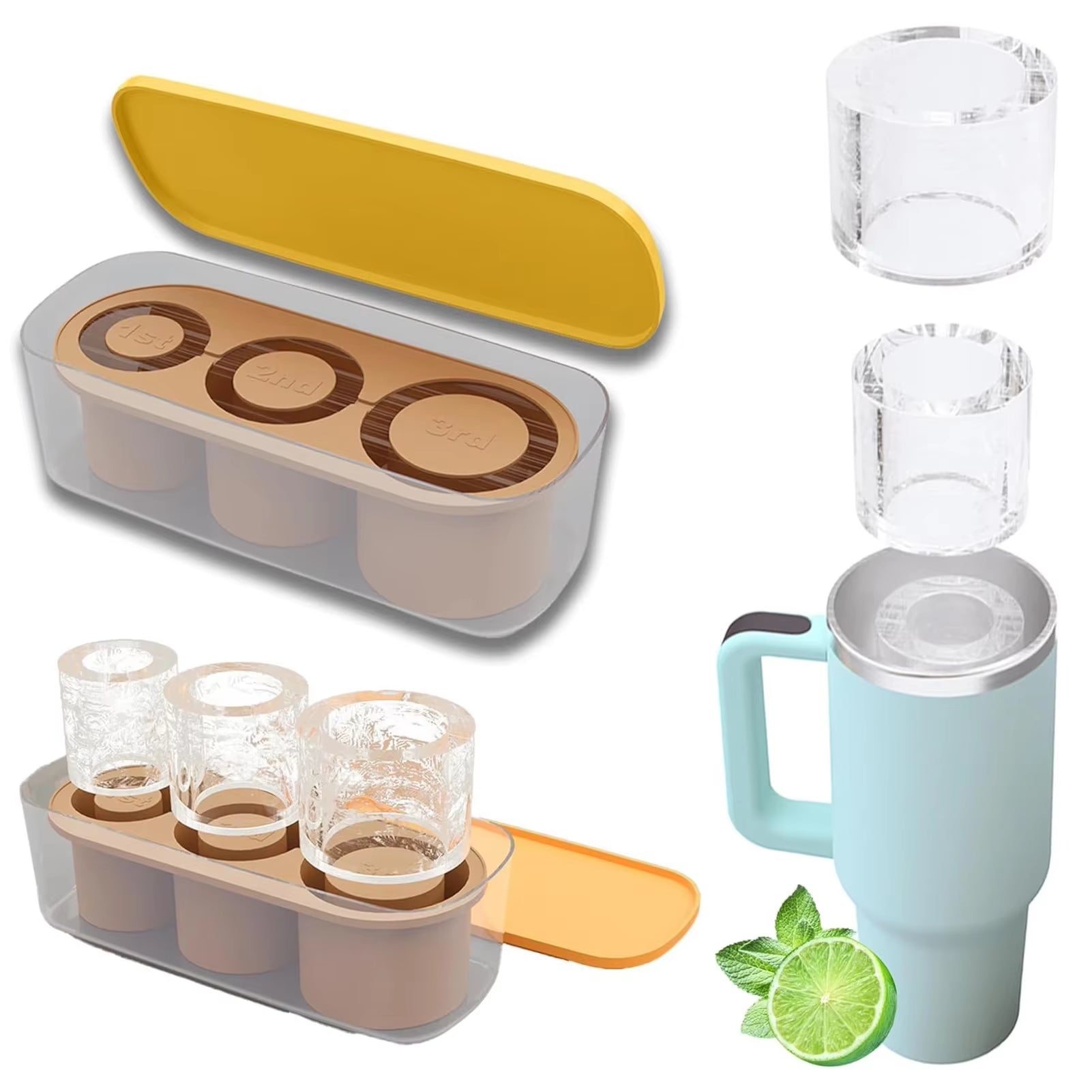 Create Perfect Ice with Our Versatile Silicone Ice Cube Molds – Ideal for 30/40 Oz Tumbler Cups!