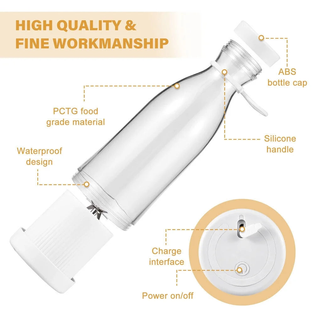 Portable Blender 1200 Mah 420 Ml Battery Powered Blender, White